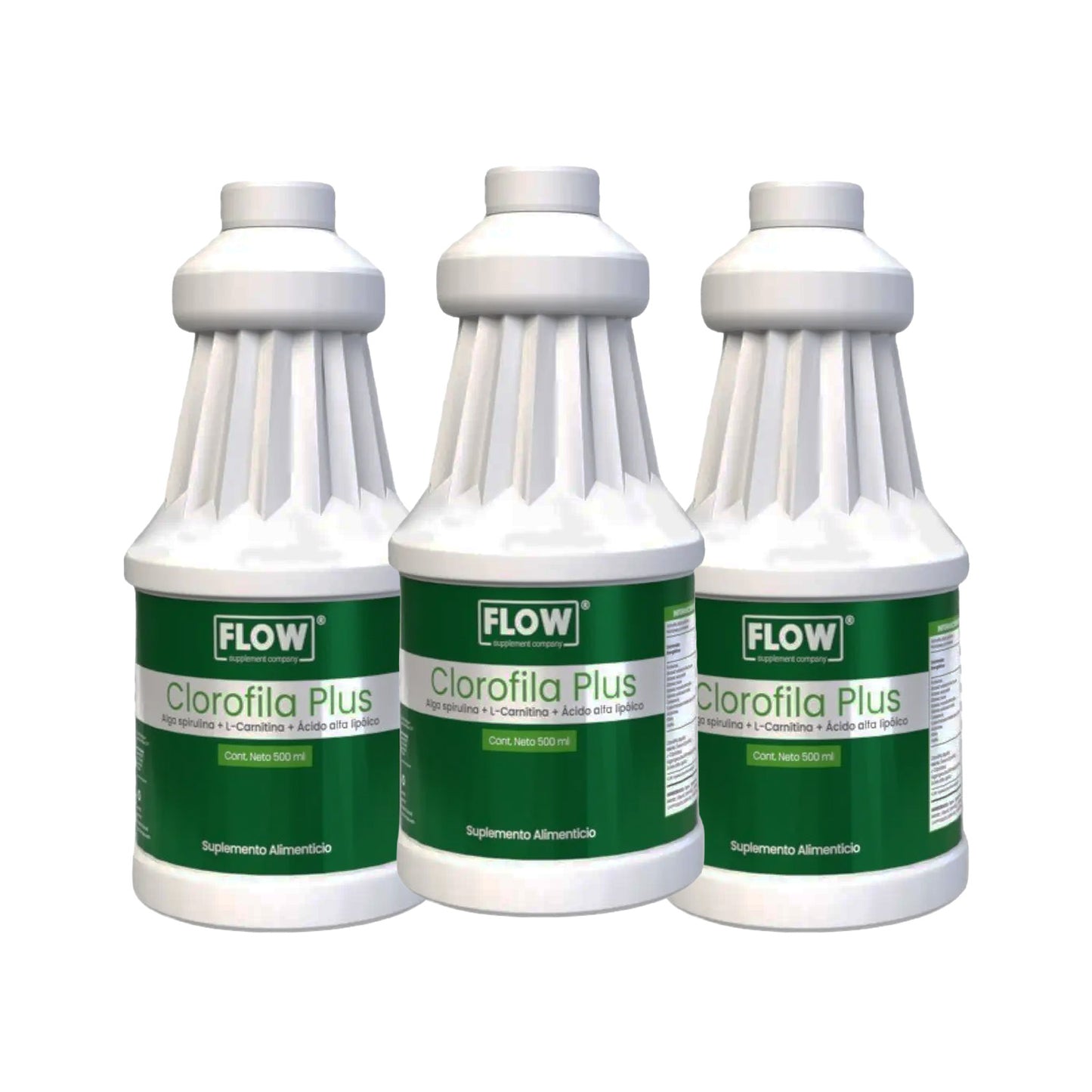 Clorofila líquida + Alga Spirulina + L-Carnitina + Acido Alfa Lipoico de 500 ml
