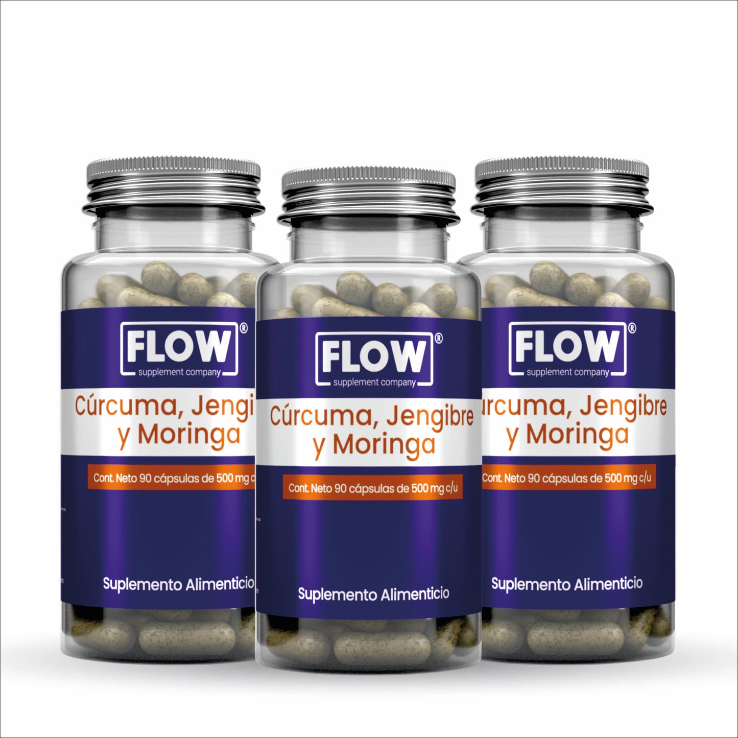 Cúrcuma + Jengibre + Moringa / 90 cápsulas de 500 mg.