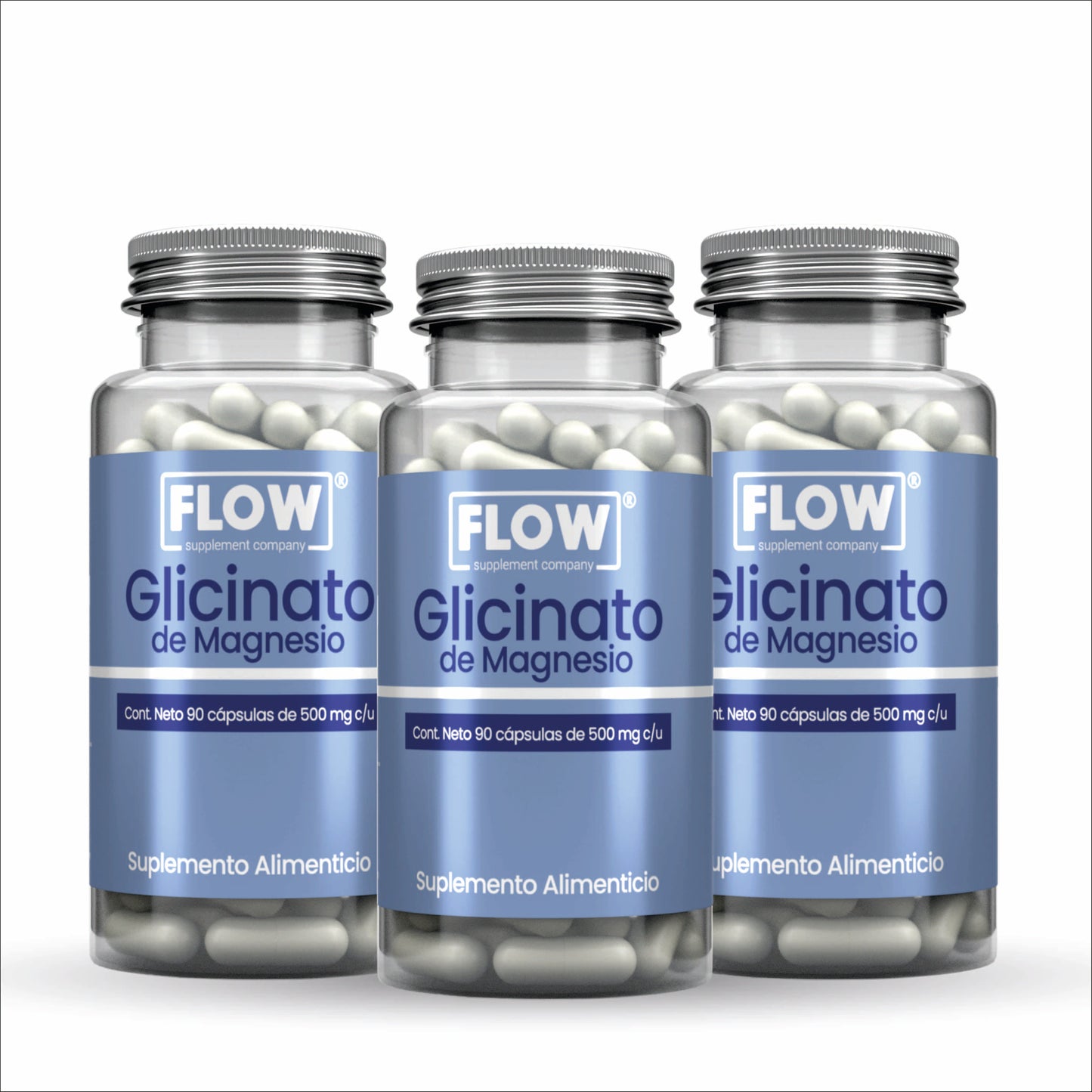 Glicinato de Magnesio / 90 cápsulas de 500 mg. c/u