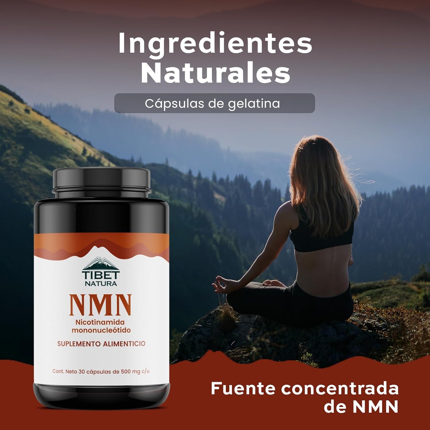 NMN Nicotinamida Mononucleótido 30 cápsulas de 500 mg c/u - TÍbet Natura