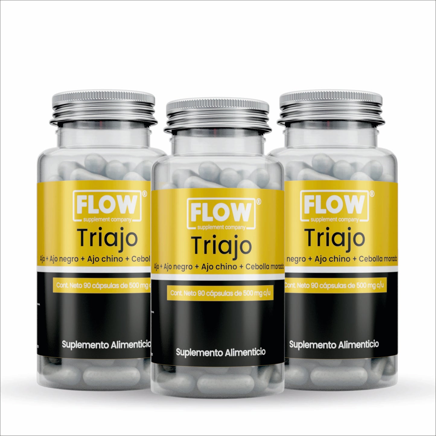 TRIAJO - Ajo Negro, Ajo Chino, Ajo y Cebolla / 90 cápsulas de 500 mg c/u