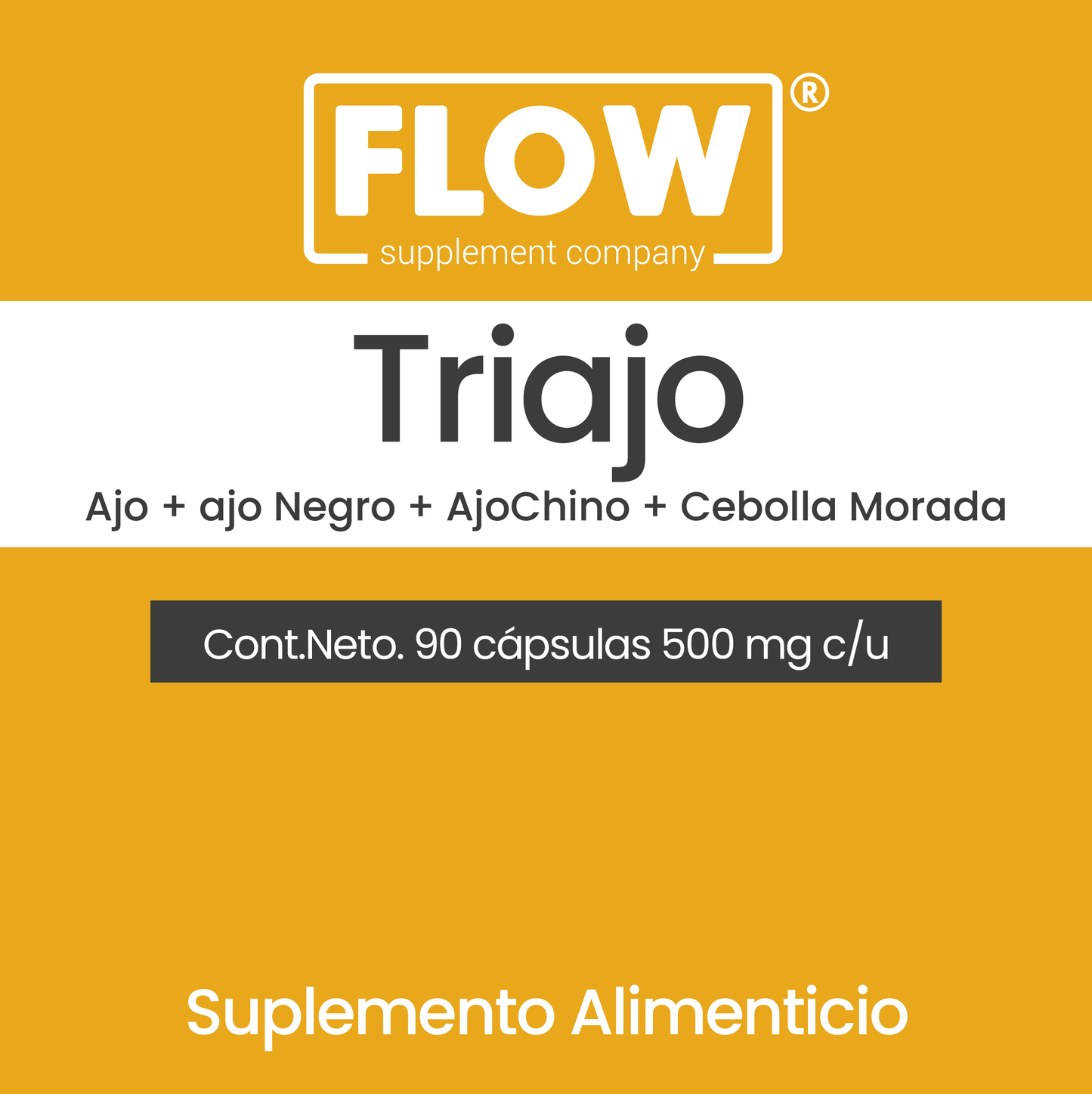 TRIAJO - Ajo Negro, Ajo Chino, Ajo y Cebolla / 90 cápsulas de 500 mg c/u