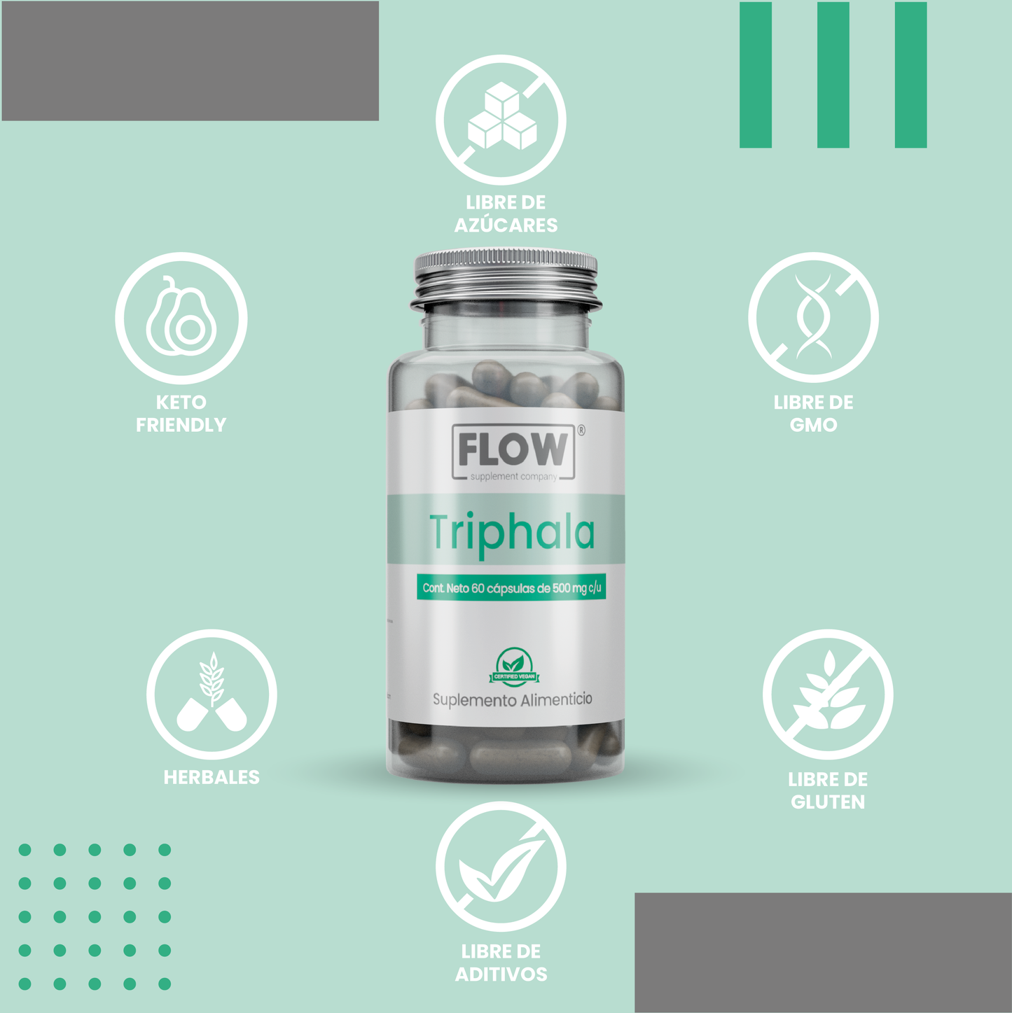 Triphala / 60 cápsulas (veganas) de 500 mg.