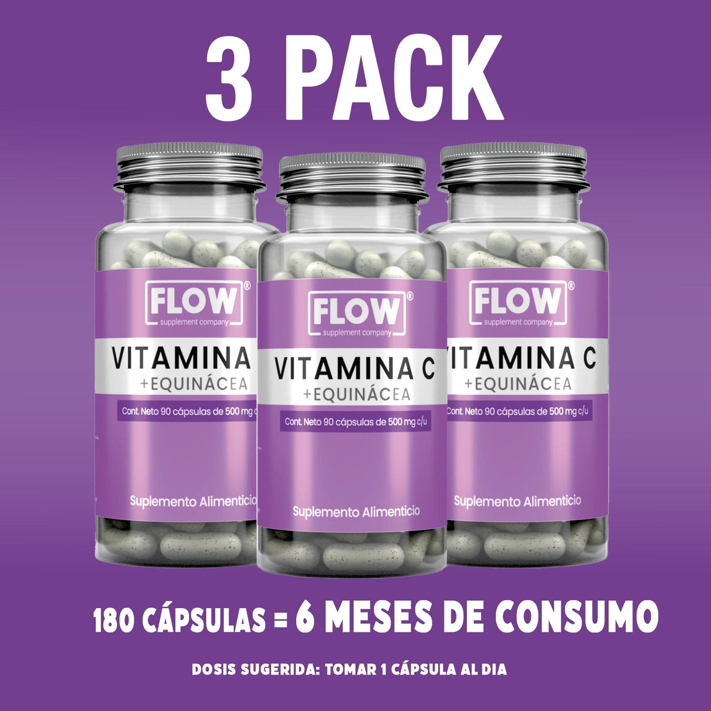 Vitamina C y Equinácea / 90 cápsulas de 500 mg.
