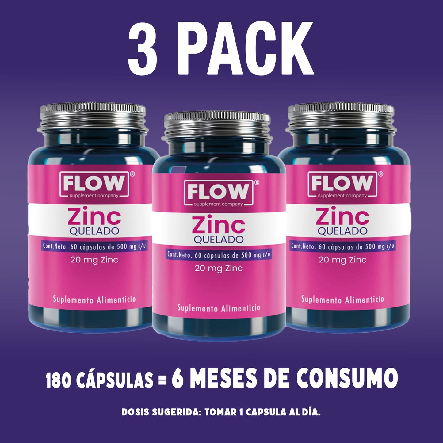 Zinc / 60 cápsulas de 500 mg.