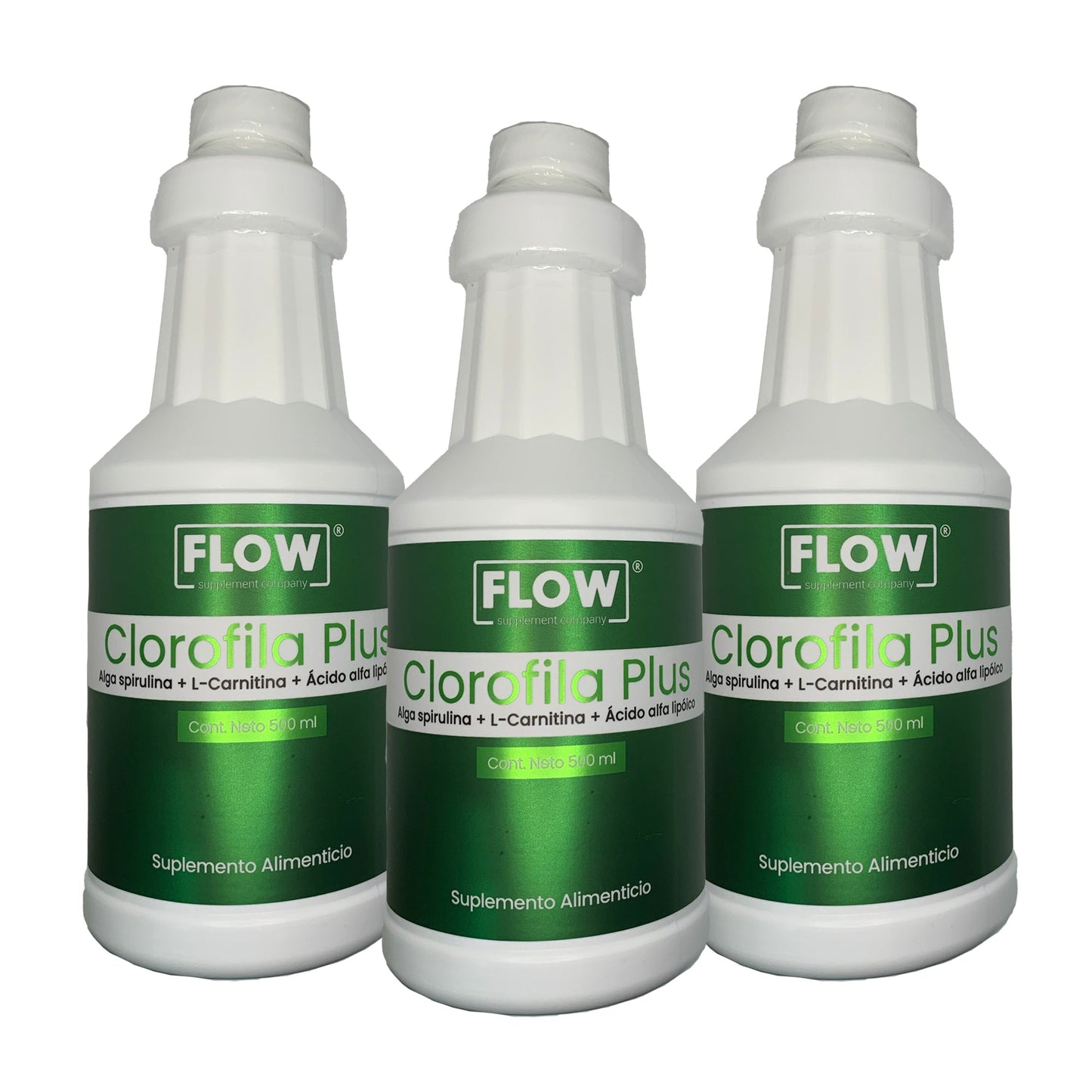 Clorofila líquida + Alga Spirulina + L-Carnitina + Acido Alfa Lipoico de 500 ml