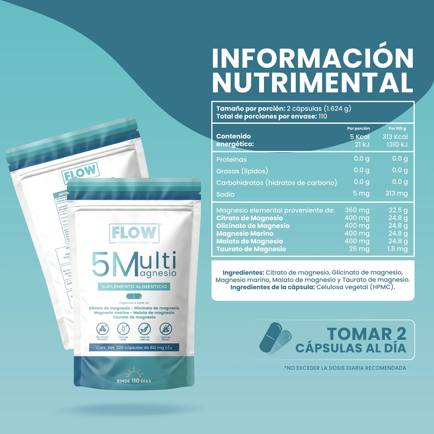 5 Multi Magnesio – Suplemento con 5 formas de magnesio para bienestar integral