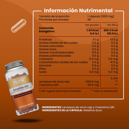 Arrozima Q10 / Levadura de Arroz Rojo + Coenzima Q10