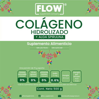Colágeno Hidrolizado Con Spirulina de 500 gr