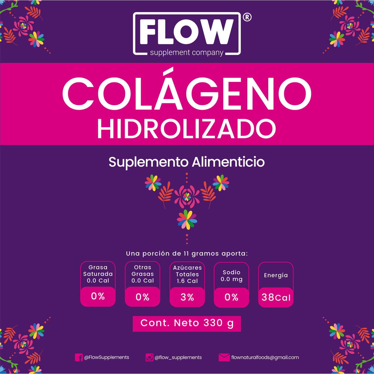 Colágeno Hidrolizado+ Granada + Omega 3,6,9 de 330 gr