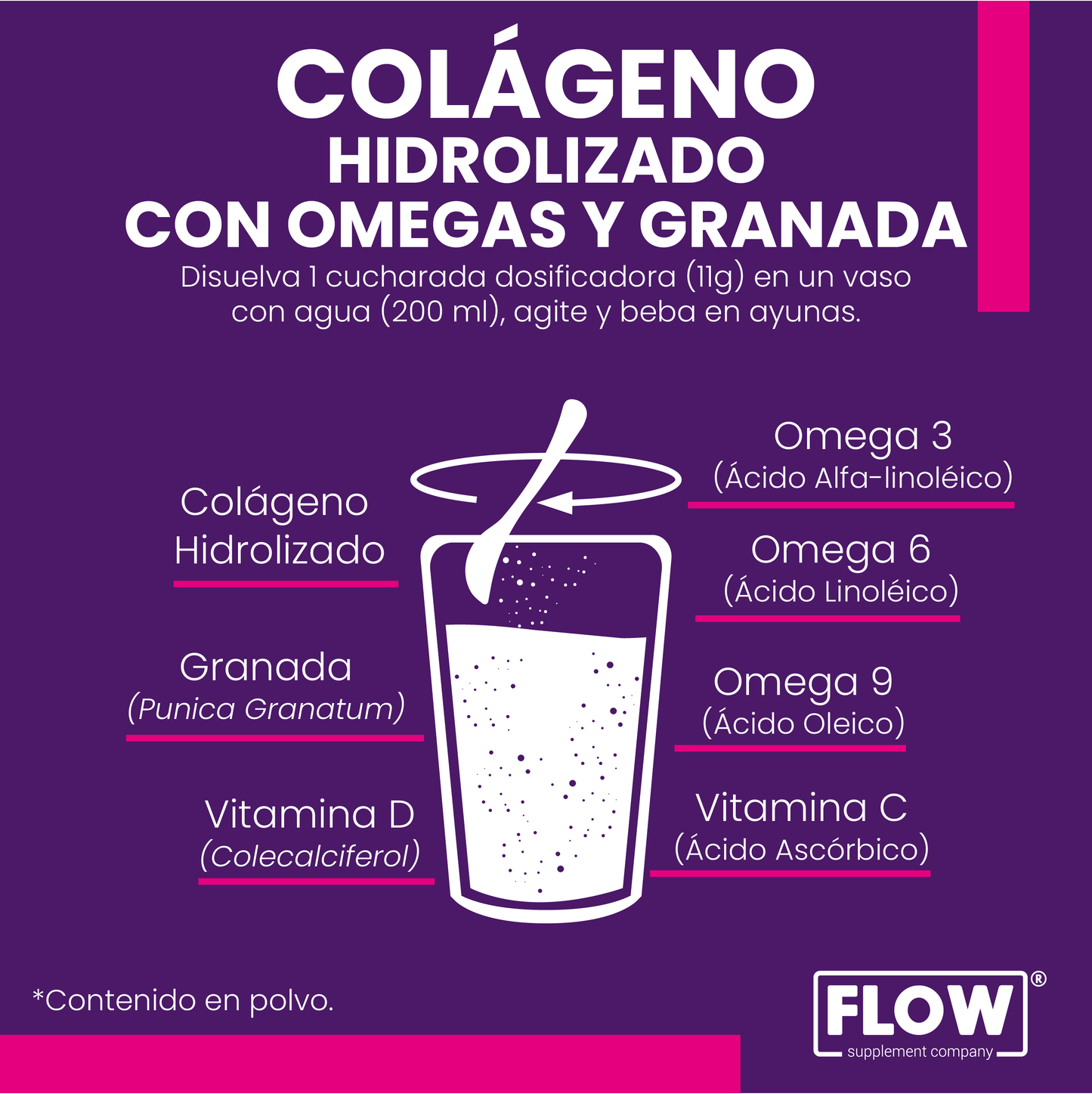 Colágeno Hidrolizado+ Granada + Omega 3,6,9 de 330 gr