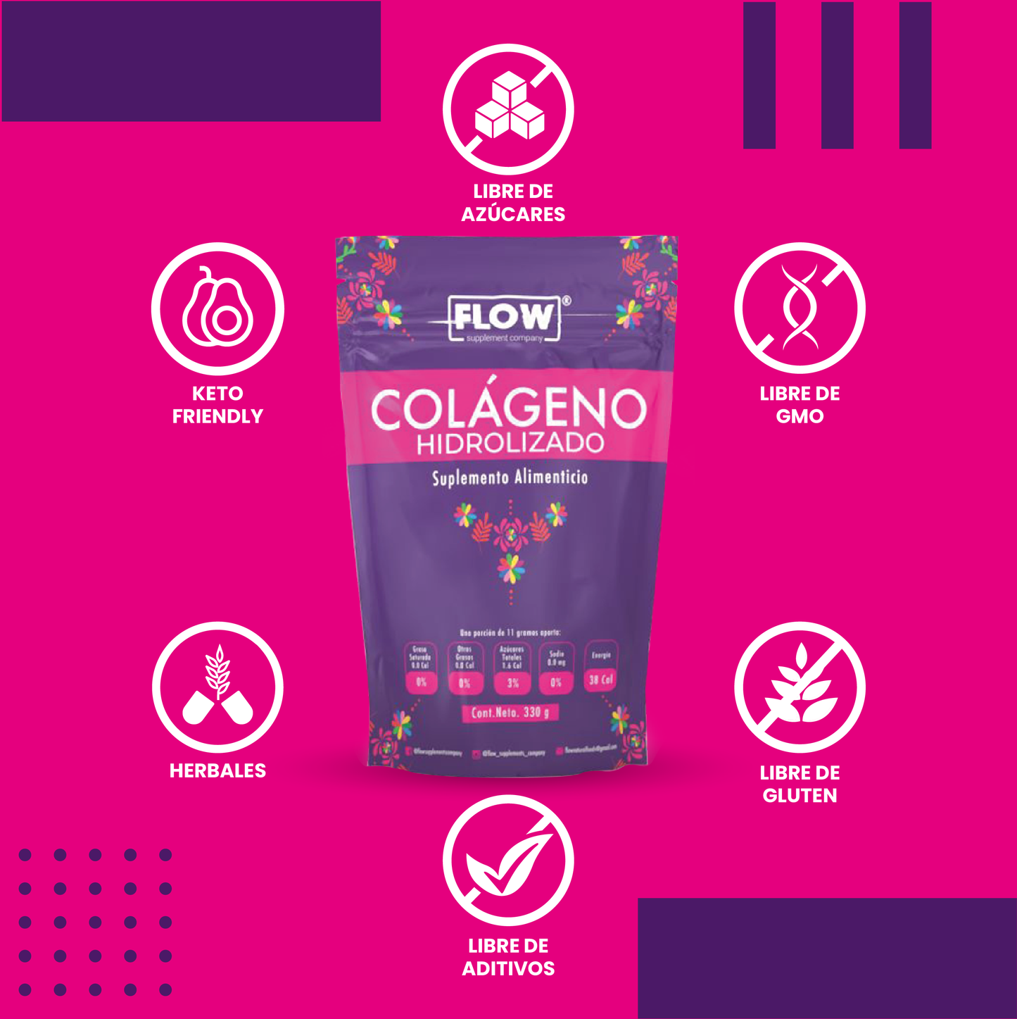 Colágeno Hidrolizado+ Granada + Omega 3,6,9 de 330 gr