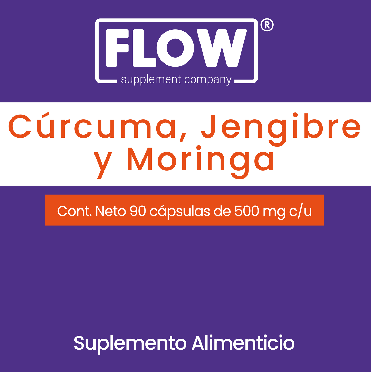 Cúrcuma + Jengibre + Moringa / 90 cápsulas de 500 mg.