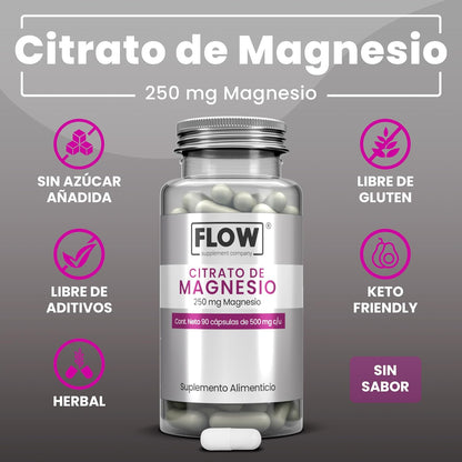 Citrato de Magnesio / 90 cápsulas de 500 mg c/u