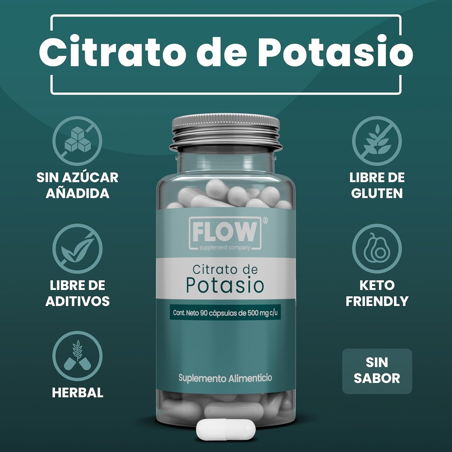 Citrato de Potasio / 90 Cápsulas de 500 mg c/u