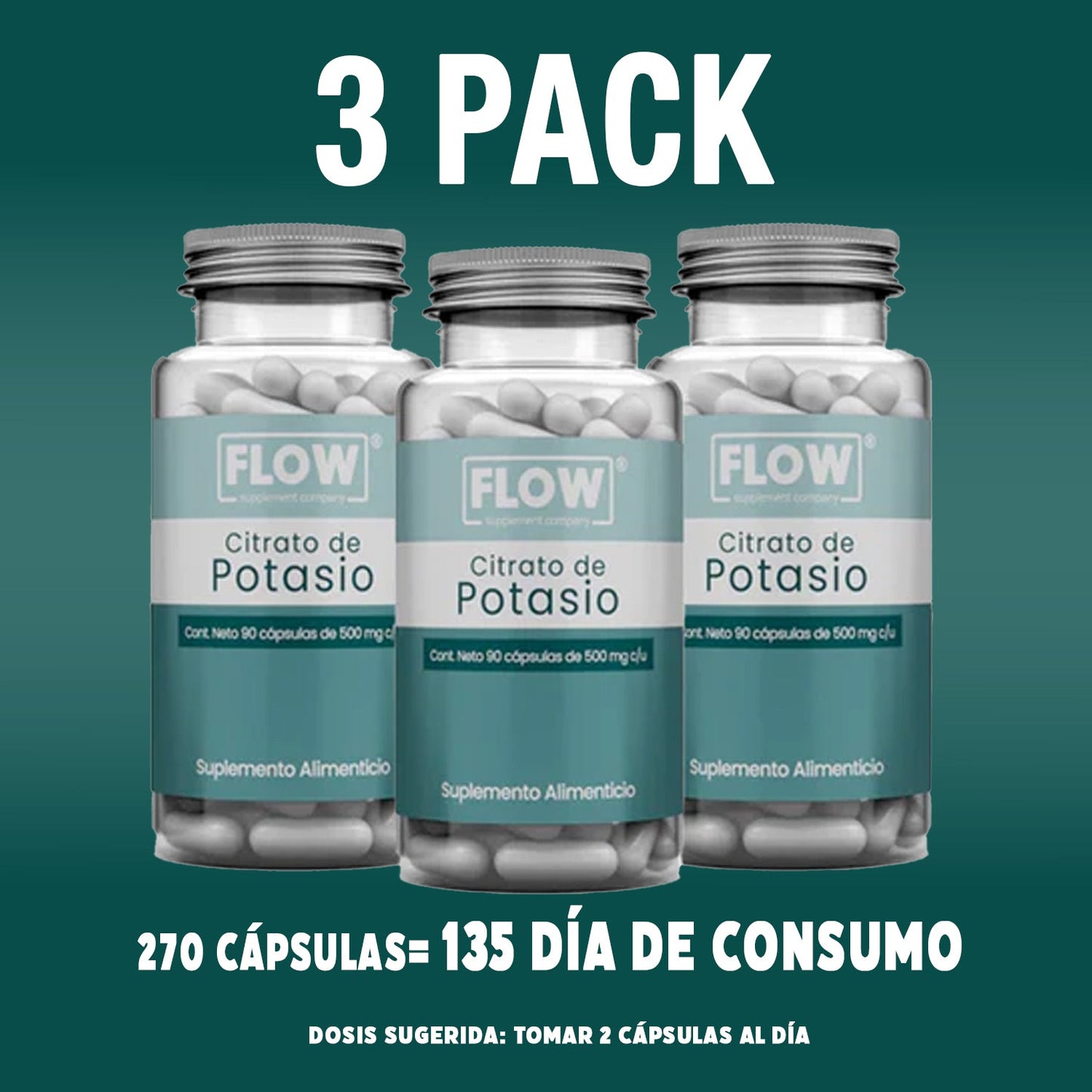 Citrato de Potasio / 90 Cápsulas de 500 mg c/u