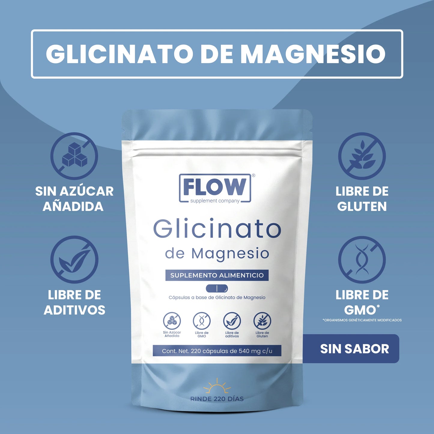Glicinato de Magnesio 220 Cápsulas | Alta Absorción y Apoyo al Sistema Nervioso