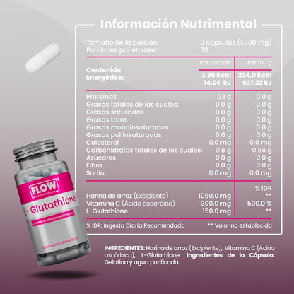 L-Glutathione 90 cápsulas de 500 mg