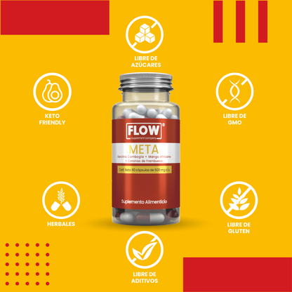 Meta - Cambogia Garcinia + Mango Africano + Cetonas de Frambuesa / 90 cápsulas de 500 mg. c/u