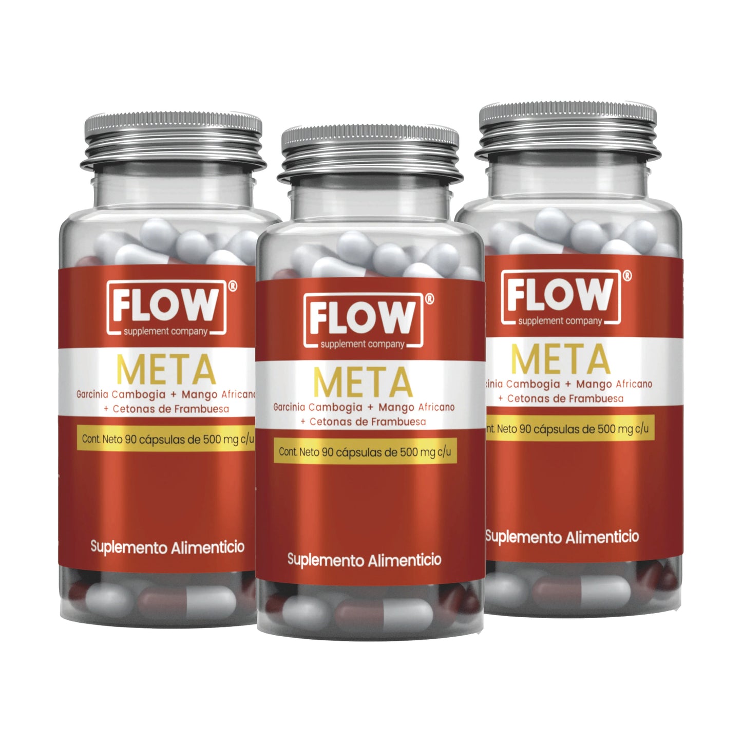 Meta - Cambogia Garcinia + Mango Africano + Cetonas de Fambuesa / 90 cápsulas de 500 mg. c/u