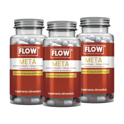 Meta - Cambogia Garcinia + Mango Africano + Cetonas de Frambuesa / 90 cápsulas de 500 mg. c/u