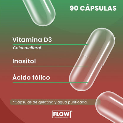 Myo Inositol + Ácido Fólico + Vitamina D3 / 90 cápsulas de 500 mg.