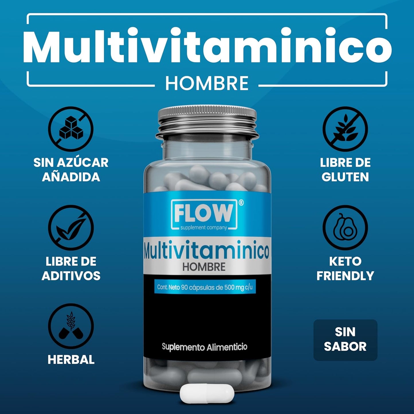 Multivitaminico Premium Hombre / 90 capsulas de 500 mg