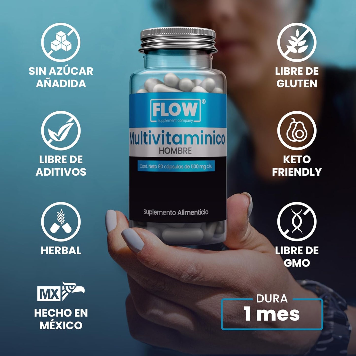 Multivitaminico Premium Hombre / 90 capsulas de 500 mg