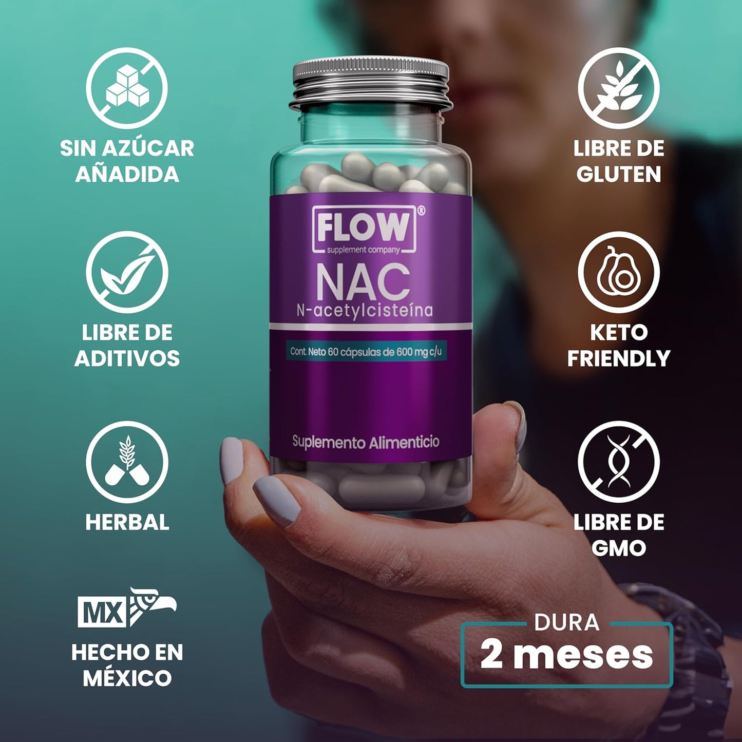 NAC (N-Acetylcisteína) / 60 cápsulas de 600 mg c/u