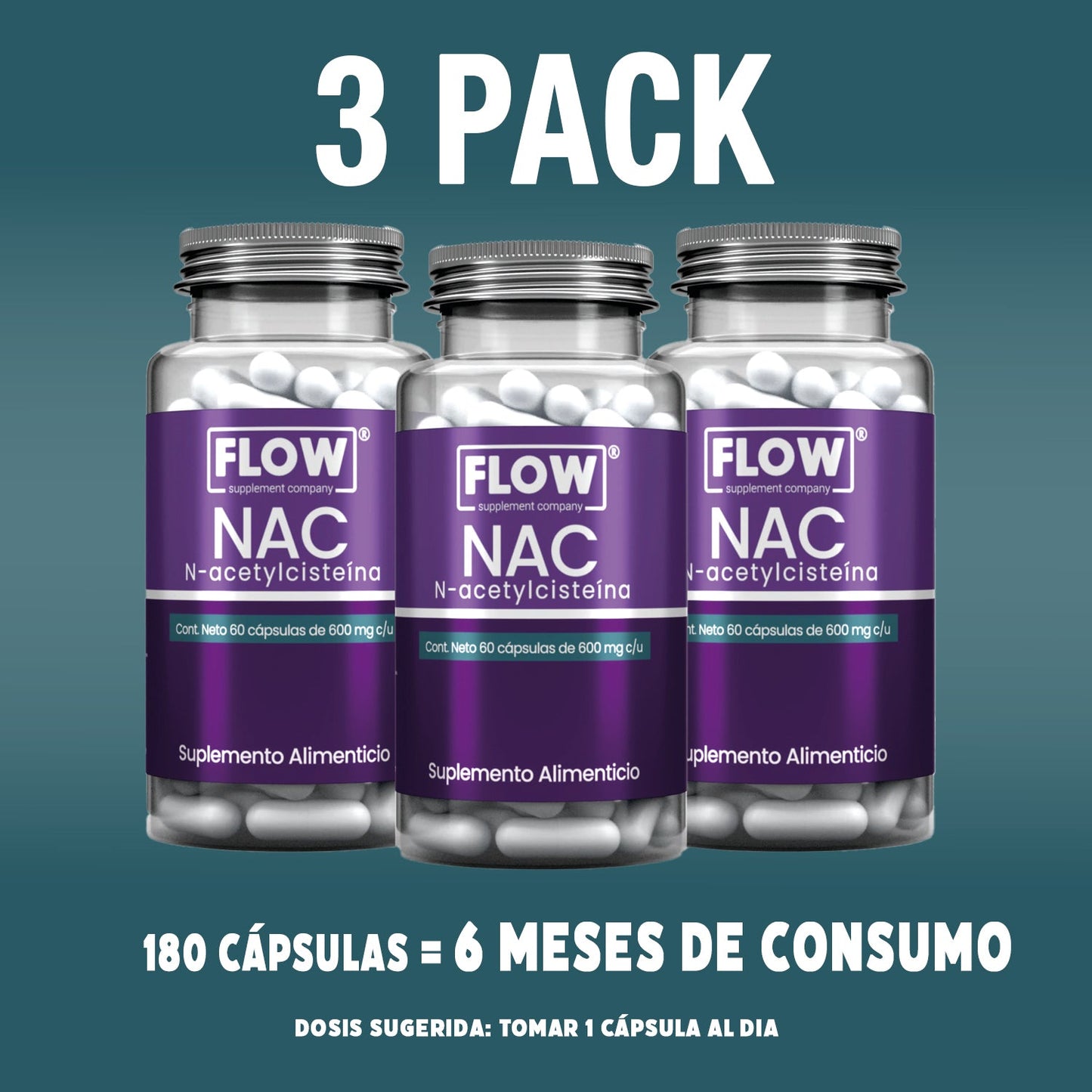 NAC (N-Acetylcisteína) / 60 cápsulas de 600 mg c/u