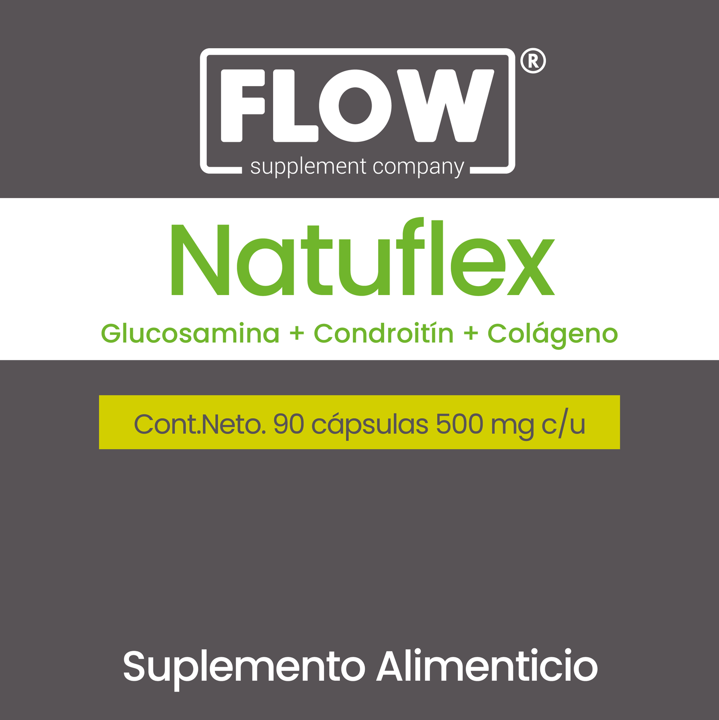 Natuflex - Glucosamina + Condroitina + Colageno / 90 cápsulas de 500 mg.