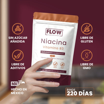 Niacina (Vitamina B3) 220 Cápsulas | Apoyo al Metabolismo y Energía