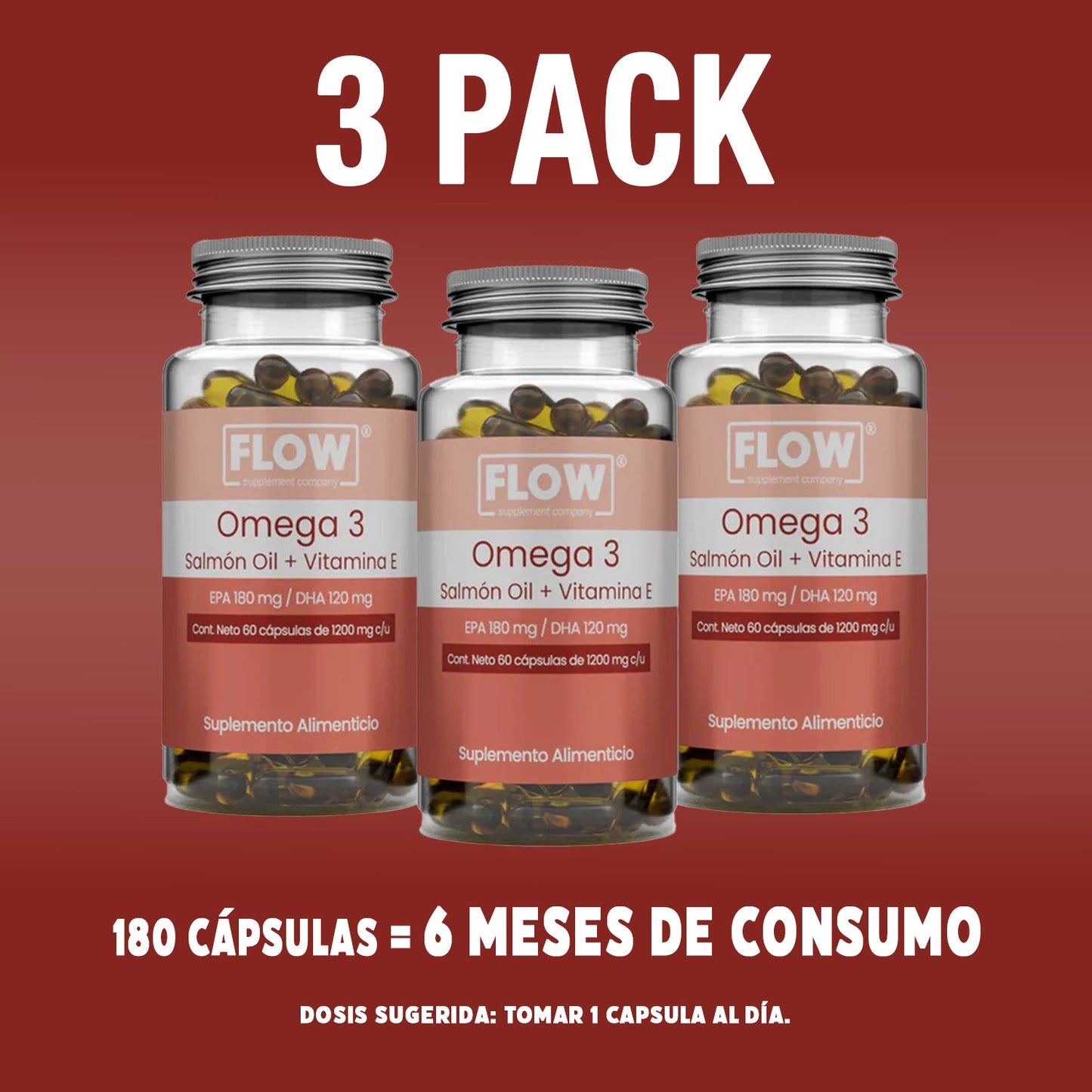 Omega 3 + Aceite de Salmon + Vitamina E / 60 Capsulas de 1200 mg