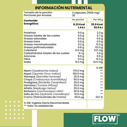 Sindab - Nopal + Wereque+ Neen  / 90 cápsulas de 500 mg.