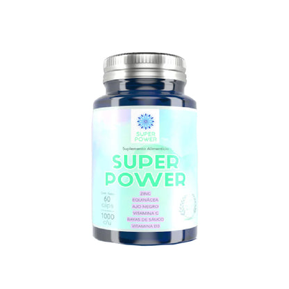 Superpower - Zinc + Equinacea + Ajo Negro + Vitamina C + Bayas de Sauco + Vitamina D3 / 60 Cápsulas de 1000mg.