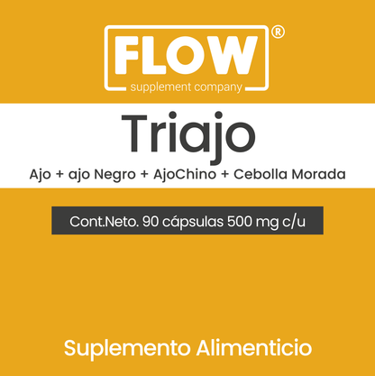 TRIAJO - Ajo Negro, Ajo Chino, Ajo y Cebolla / 90 cápsulas de 500 mg c/u