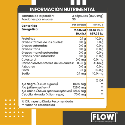 TRIAJO - Ajo Negro, Ajo Chino, Ajo y Cebolla / 90 cápsulas de 500 mg c/u