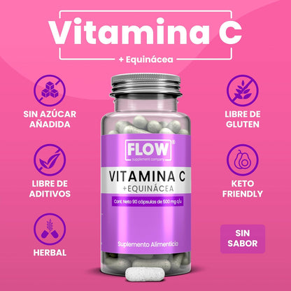 Vitamina C y Equinácea / 90 cápsulas de 500 mg.