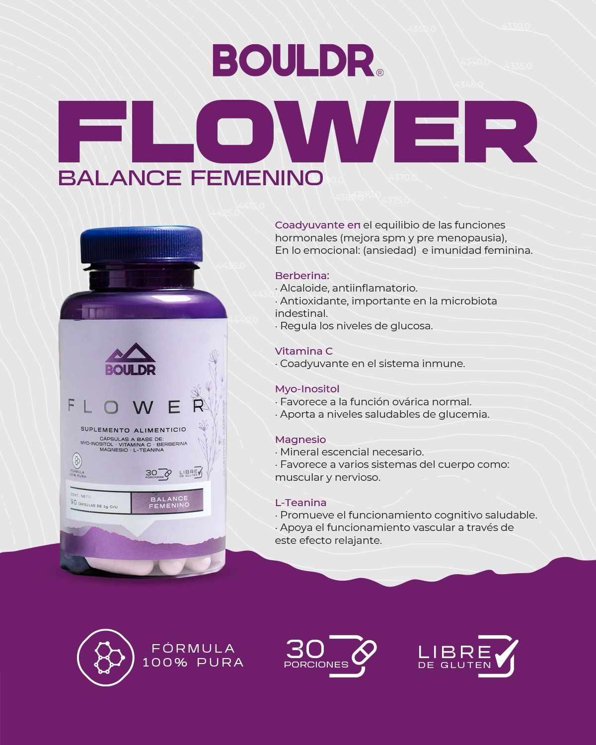 Multivitaminico Mujer Buouldr Flower Balance Femenino 90 Capsulas de 1 gr