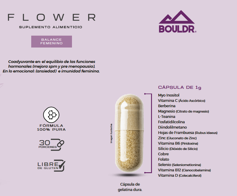 Multivitaminico Mujer Buouldr Flower Balance Femenino 90 Capsulas de 1 gr